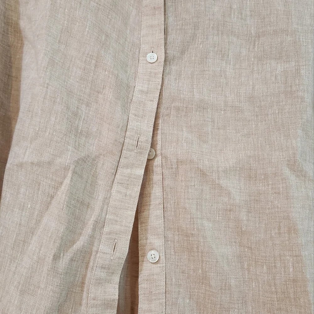 J.McLaughlin tan/white striped, large, Britt Linen Shirt - Picture 10 of 11